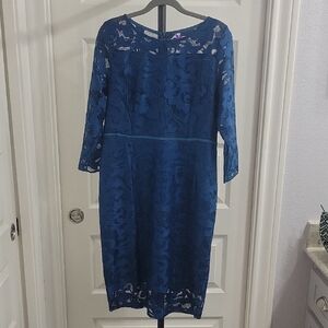 Elegant Blue Lace Dress